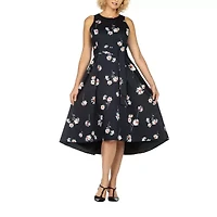 Giovanna Collection Womens Plus Sleeveless Floral High-Low Fit + Flare Dress