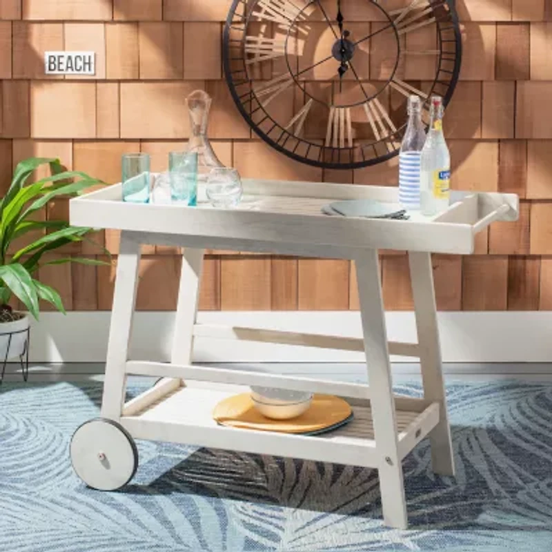 Safavieh Renzo Patio Collection Wood-Top Serving Cart
