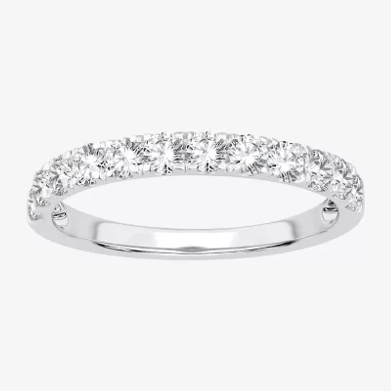 (H-I / Si1-Si2) Womens 2MM 3/4 CT. T.W. Lab Grown White Diamond 10K Gold Wedding Band