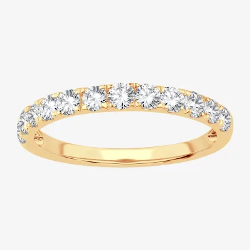 (H-I / Si1-Si2) Womens 2MM 3/4 CT. T.W. Lab Grown White Diamond 10K Gold Wedding Band