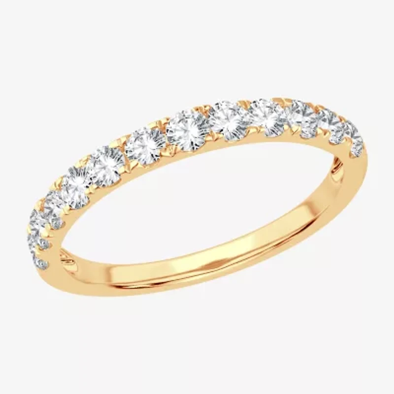 (H-I / Si1-Si2) Womens 2MM 3/4 CT. T.W. Lab Grown White Diamond 10K Gold Wedding Band