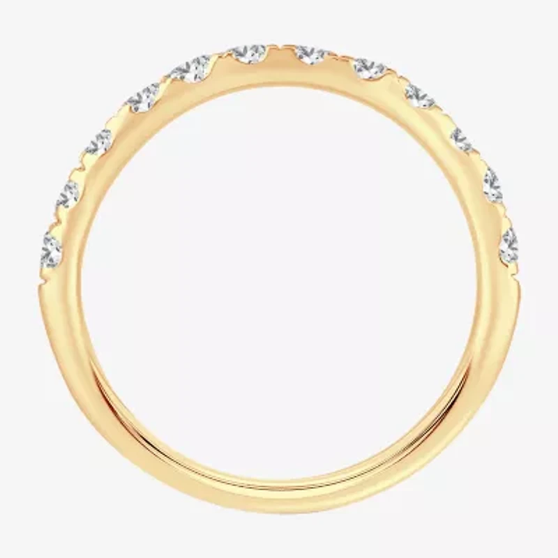 (H-I / Si1-Si2) Womens 2MM 3/4 CT. T.W. Lab Grown White Diamond 10K Gold Wedding Band