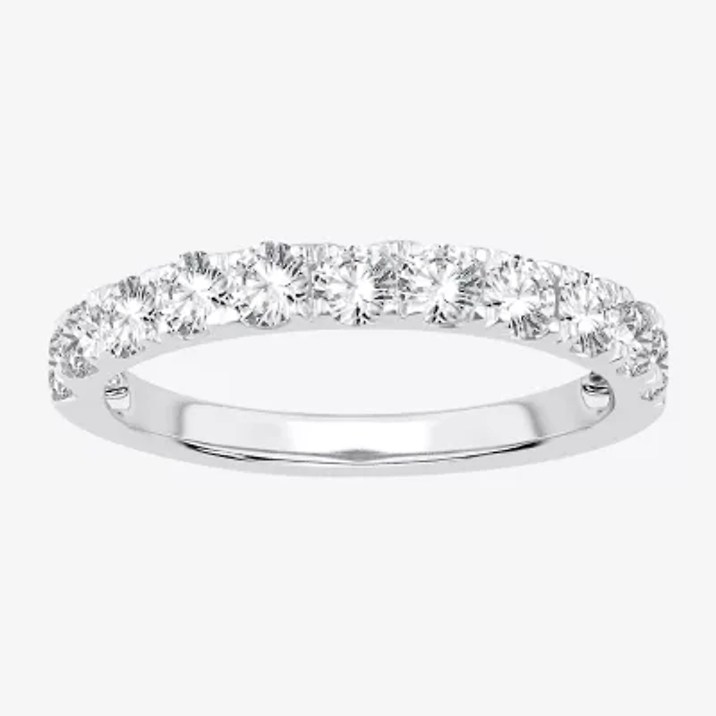 (H-I / Si1-Si2) Womens 2MM 1 CT. T.W. Lab Grown White Diamond 10K Gold Wedding Band