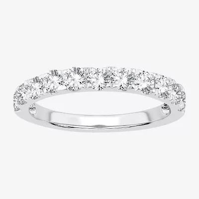 (H-I / Si1-Si2) Womens 2MM 1 CT. T.W. Lab Grown White Diamond 10K Gold Wedding Band