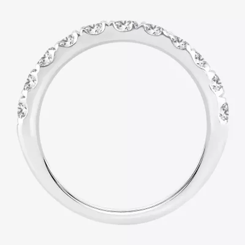 (H-I / Si1-Si2) Womens 2MM 1 CT. T.W. Lab Grown White Diamond 10K Gold Wedding Band