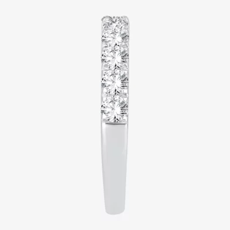 (H-I / Si1-Si2) Womens 2MM 1 CT. T.W. Lab Grown White Diamond 10K Gold Wedding Band