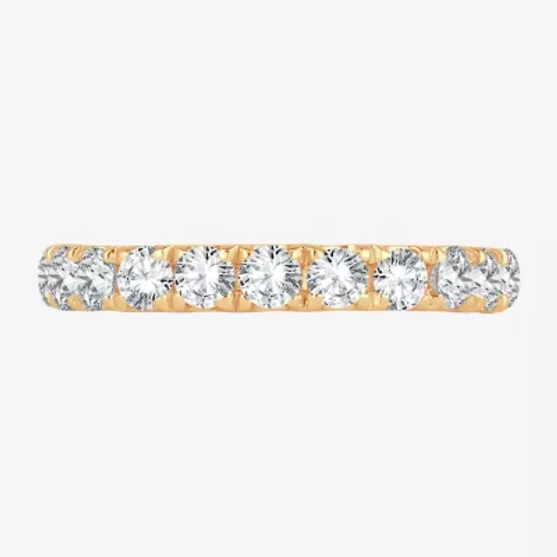 (H-I / Si1-Si2) Womens 2MM 1 CT. T.W. Lab Grown White Diamond 10K Gold Wedding Band