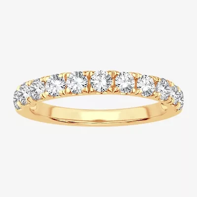 (H-I / Si1-Si2) Womens 2MM 1 CT. T.W. Lab Grown White Diamond 10K Gold Wedding Band