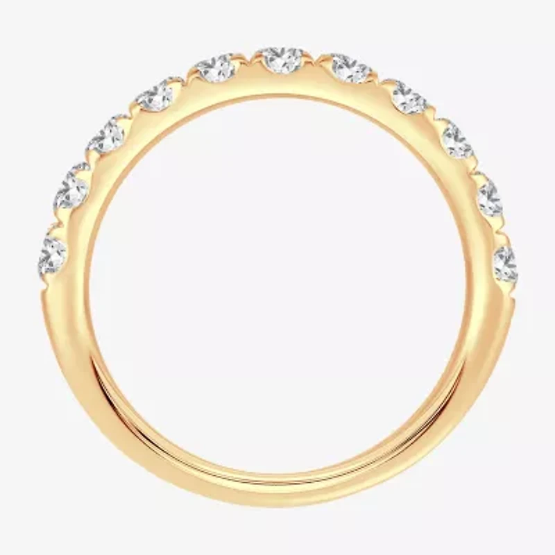 (H-I / Si1-Si2) Womens 2MM 1 CT. T.W. Lab Grown White Diamond 10K Gold Wedding Band