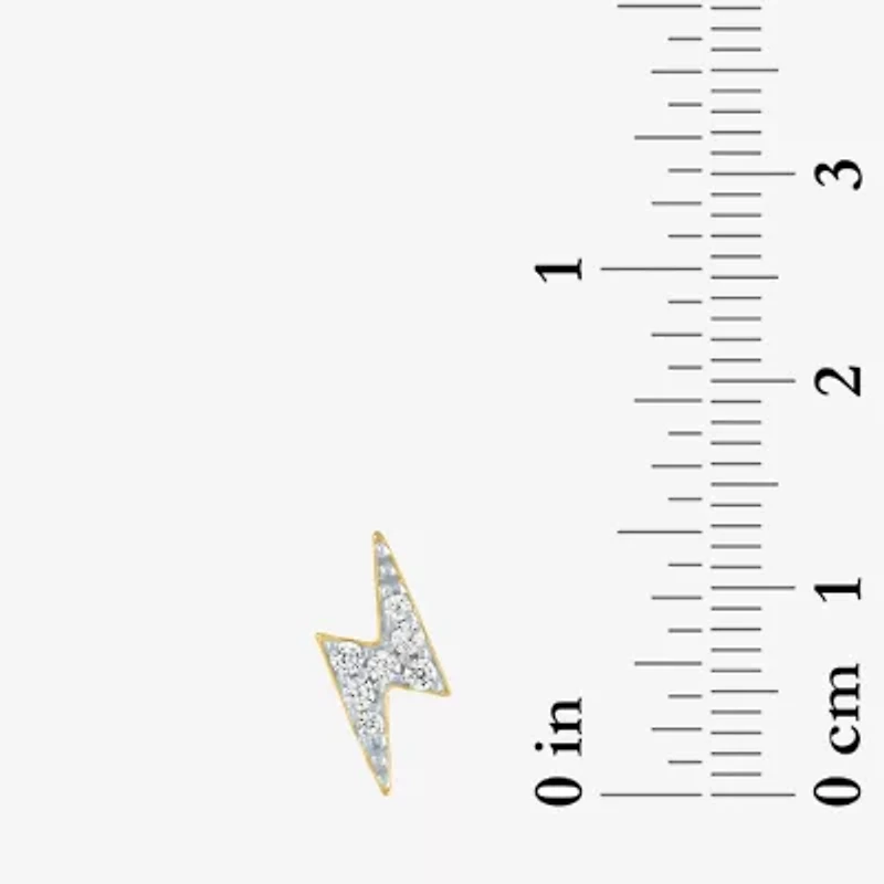 Diamond Addiction 1/10 CT. T.W. Natural White Diamond Sterling Silver 9.4mm LIghtning Bolt Stud Earrings