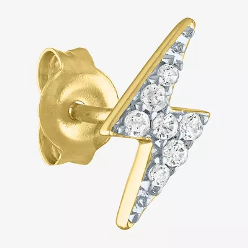 Diamond Addiction 1/10 CT. T.W. Natural White Diamond Sterling Silver 9.4mm LIghtning Bolt Stud Earrings