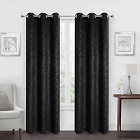 Regal Home Stripe Geo Embossed Grommet Top Energy Saving Blackout Set of 2 Curtain Panel