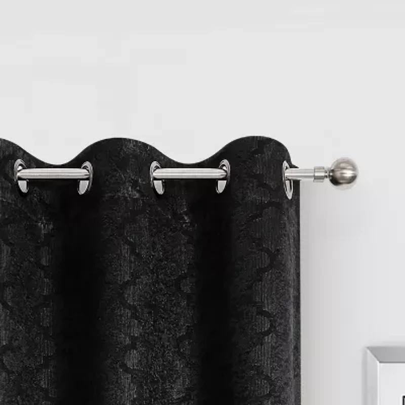 Regal Home Stripe Geo Embossed Grommet Top Energy Saving Blackout Set of 2 Curtain Panel