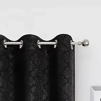 Regal Home Stripe Geo Embossed Grommet Top Energy Saving Blackout Set of 2 Curtain Panel