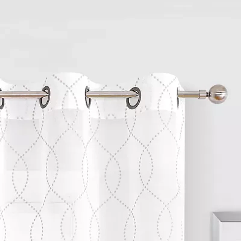 Regal Home Starbust Grommet Top Energy Saving Embroidered Sheer Set of 2 Curtain Panel