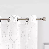 Regal Home Starbust Grommet Top Energy Saving Embroidered Sheer Set of 2 Curtain Panel