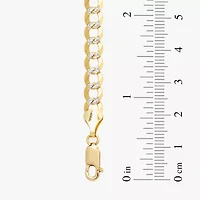 14K Two Tone 5.7MM Pave Diamond Cut Curb Necklace