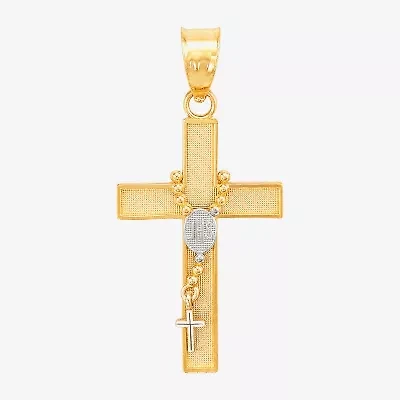 Unisex Adult 14K Two Tone Gold Cross Pendant