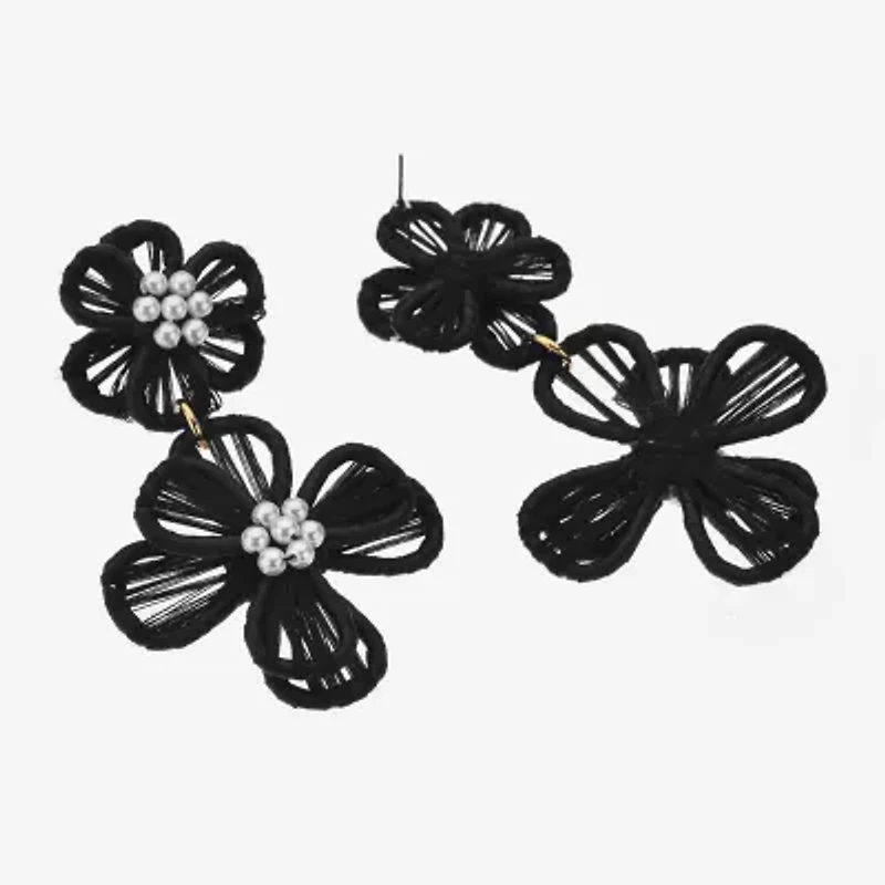Bijoux Bar Womens Flower Drop Earrings