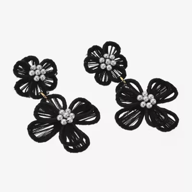 Bijoux Bar Womens Flower Drop Earrings
