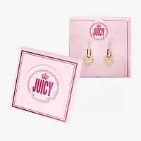 Juicy By Juicy Couture Gold Tone Charm Womens Crystal 38.6mm Heart Hoop Earrings