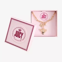 Juicy By Juicy Couture Gold Tone Queen Bee Womens Crystal Simulated Pearl Alloy Crown 18 Inch Pendant Necklace
