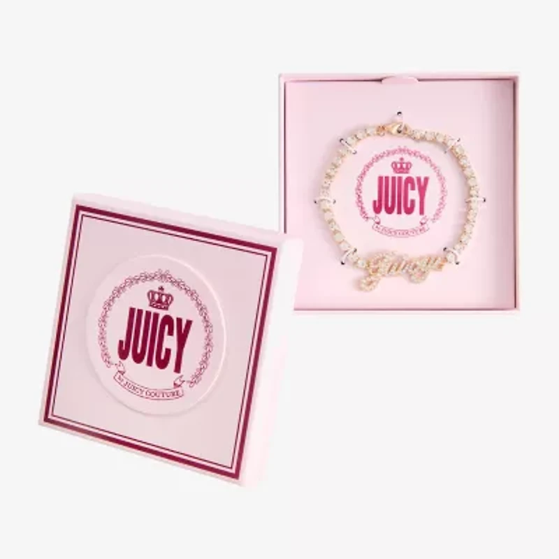 Juicy By Juicy Couture Gold Tone Pave Womens Crystal 7.5 Inch Tennis Bracelet