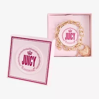 Juicy By Juicy Couture Gold Tone Pad Lock Womens Crystal Heart Keys Charm Bracelet