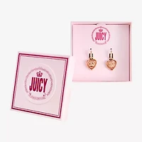 Juicy By Juicy Couture Gold Tone Charm Womens Crystal 47.8mm Crown Heart Hoop Earrings