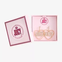 Juicy By Juicy Couture Gold Tone Womens Crystal Heart Drop Earrings
