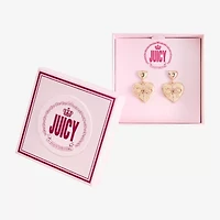 Juicy By Juicy Couture Gold Tone Womens Crystal Bow Heart Drop Earrings