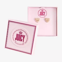 Juicy By Juicy Couture Gold Tone Pave Multi Color Crystal 5.1mm Heart Stud Earrings