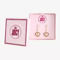 Juicy By Juicy Couture Gold Tone Womens Crystal Crown Heart Drop Earrings