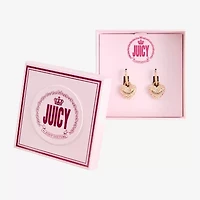 Juicy By Juicy Couture Gold Tone Charm Pave Womens Crystal 34.1mm Heart Hoop Earrings