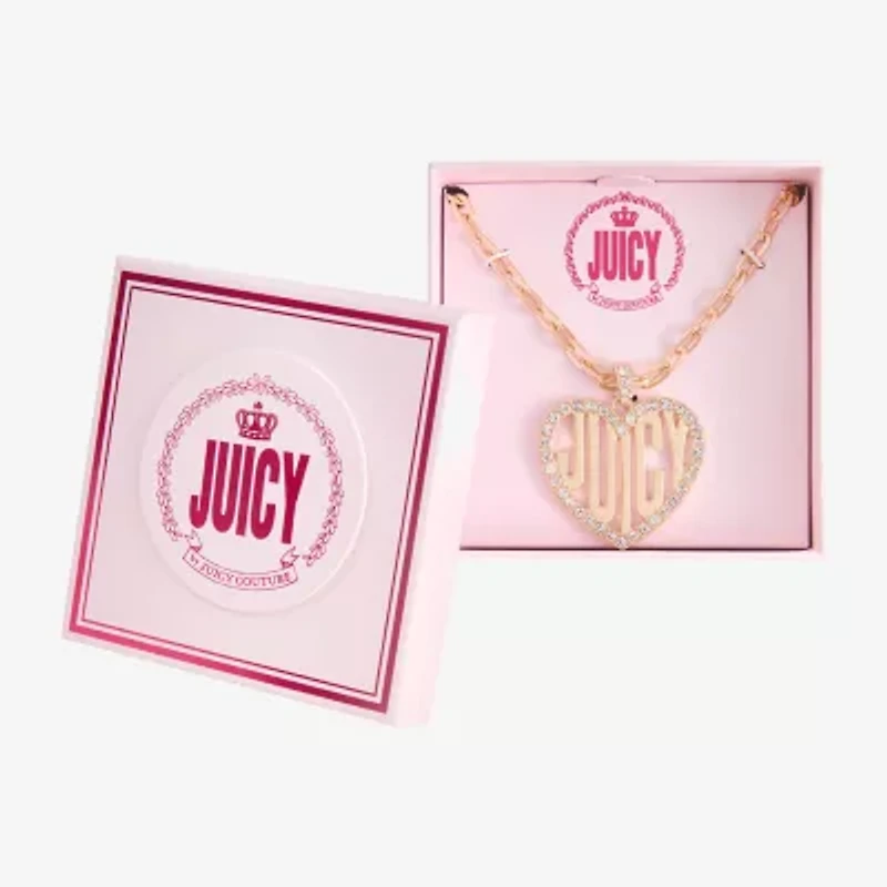 Juicy By Juicy Couture Gold Tone Womens Crystal Alloy Heart 20 Inch Pendant Necklace