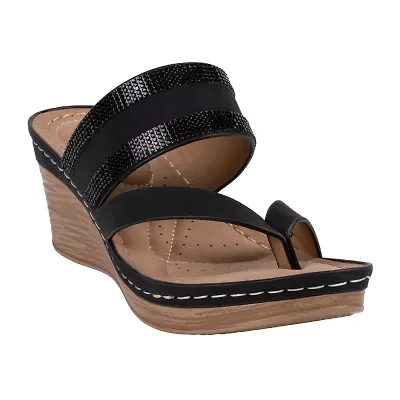 GC Shoes Womens Bowery Crochet Wedge Sandals