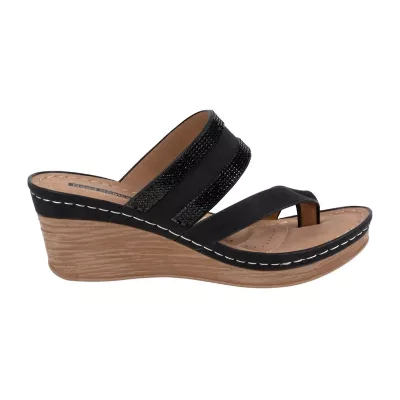 GC Shoes Womens Bowery Crochet Wedge Sandals