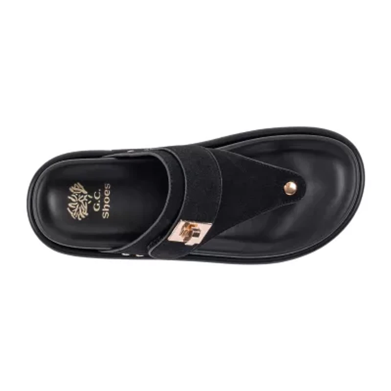 GC Shoes Womens Cailan Thong Platform Flat Sandals