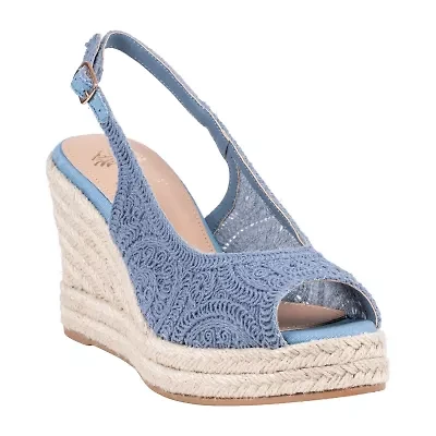 GC Shoes Womens Bowery Crochet Wedge Sandals