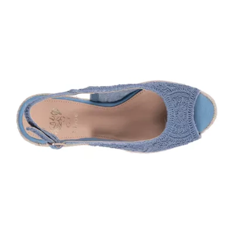 GC Shoes Womens Bowery Crochet Wedge Sandals