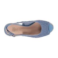GC Shoes Womens Bowery Crochet Wedge Sandals
