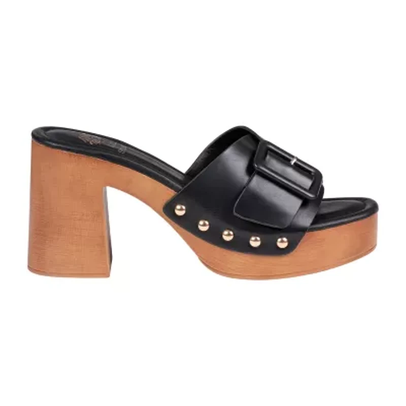 GC Shoes Womens York Buckled Platform Heeled Sandals