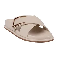 GC Shoes Womens Weekend Minimal Hardware Criss Cross Strap Flat Sandals