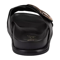 Gc Shoes Womens Weekend  Minimal Hardware Slide Criss Cross Strap Flat Sandals