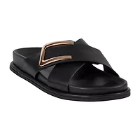 Gc Shoes Womens Weekend  Minimal Hardware Slide Criss Cross Strap Flat Sandals