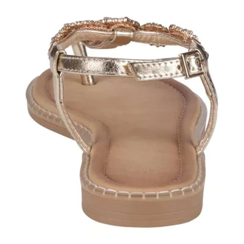 GC Shoes Womens Cali Embellished Flat Sandals