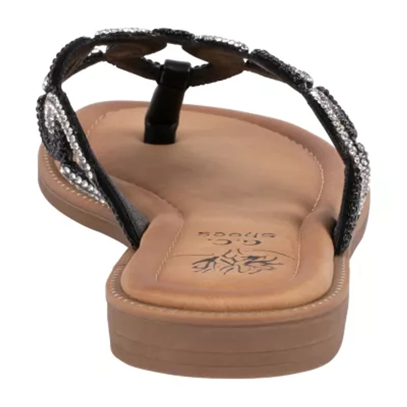 GC Shoes Womens Vania Embellished Chain Flat Sandals