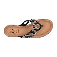 GC Shoes Womens Vania Embellished Chain Flat Sandals