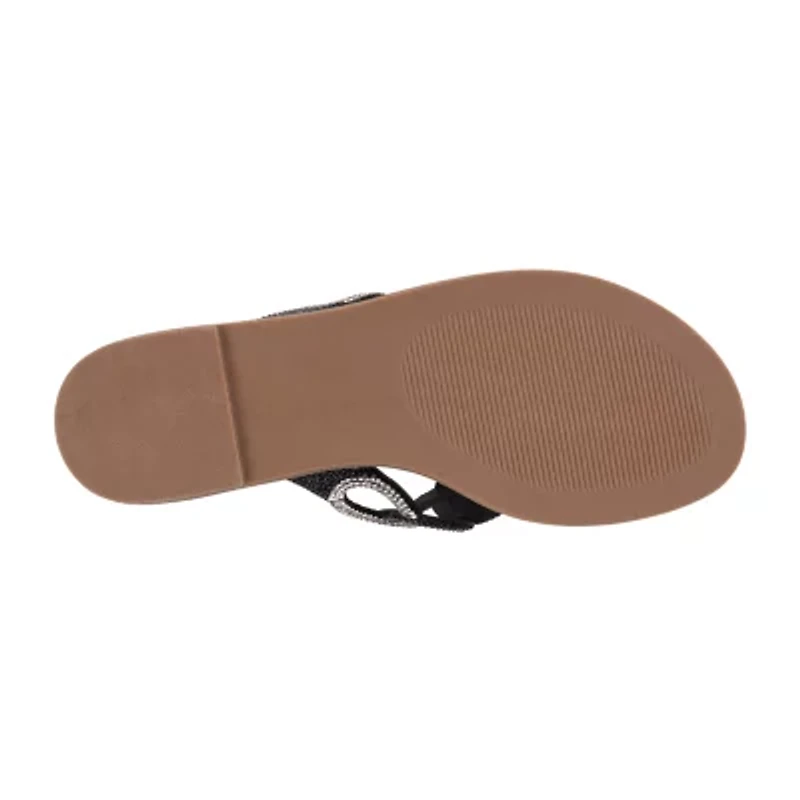 GC Shoes Womens Vania Embellished Chain Flat Sandals