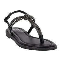 GC Shoes Womens Alonde Knotted Embellished Ankle Strap Flat Sandals